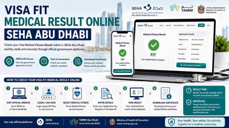 Visa Fit Medical Result Online SEHA Abu Dhabi