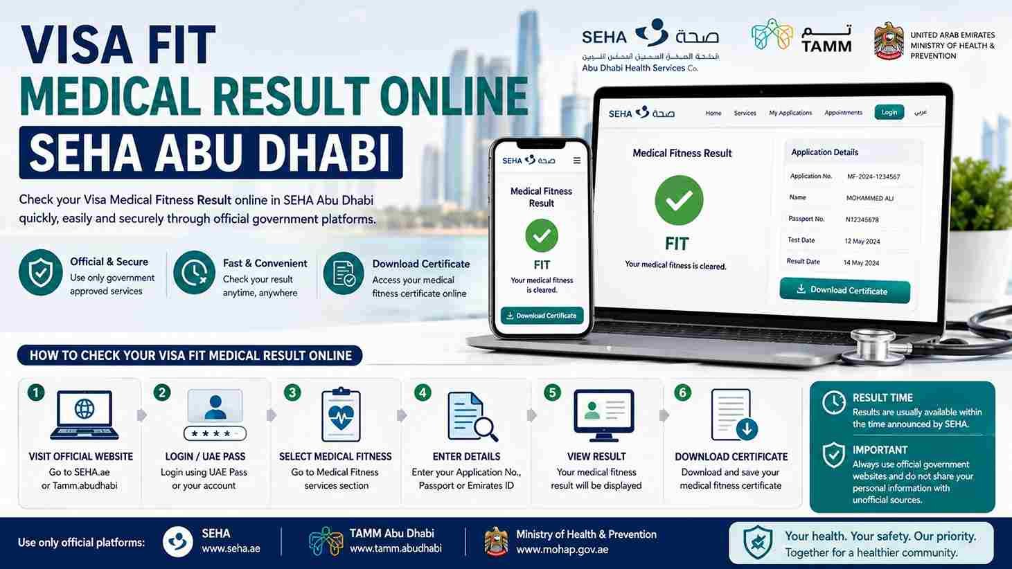 Visa Fit Medical Result Online SEHA Abu Dhabi